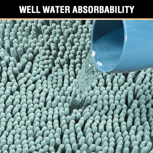 Bathroom Rug Shag Shower Mat Machine-Washable Plush Bath Mats with Water Absorbent Soft Microfibers, 20" W x 32" L, Eggshell Blue