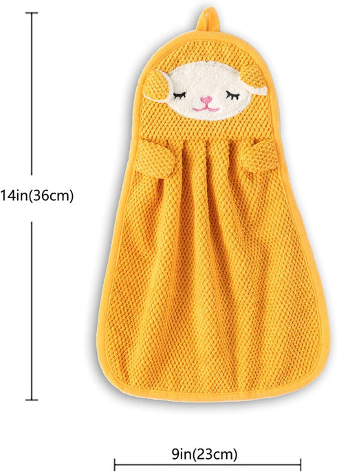 BATTILO HOME 6 Pack Cute Animal Bathroom Hand Bath Towel Kitchen Towels Toddler Hand Towels with Hanging Loop, Microfiber Absorbent Quick Dry Utility Towel for Home