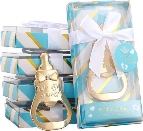 12 Pack Baby Shower Party Favors Botttle Opener for Guest,Baby Shower Souvenir Baby Shower Favors for Boy Bottle Opener for Birthday Keepsake Creative Party Decoration (Blue, 12)