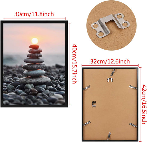 CABAX 12x16 inch Diamond Painting Picture Frames, Compatible With 30x40 Diamond Painting Arts or Photos or Posters, Black Frame with Acrylic Protection and Hanging Kit, Pack of 2