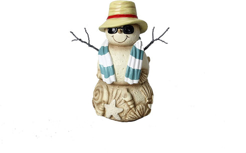 Young's Inc. Resin Sand Snowman Figurine 7? Tall - Christmas Decor Beach Theme Bathroom Decor Nautical Decorations