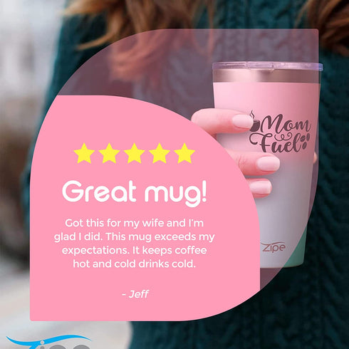 Zipe - 16 oz Tumbler with Spill-Resistant Lid, Insulated Tumbler for Hot and Cold Drinks, €œMom Fuel Coffee Tumbler, Travel Cup with Straw and Cleaner, Shimmer Mermaid Ombre