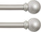 Kenney Chelsea 5/8" Standard Decorative Window Curtain Rod, 28-48", Silver, 2 Pack