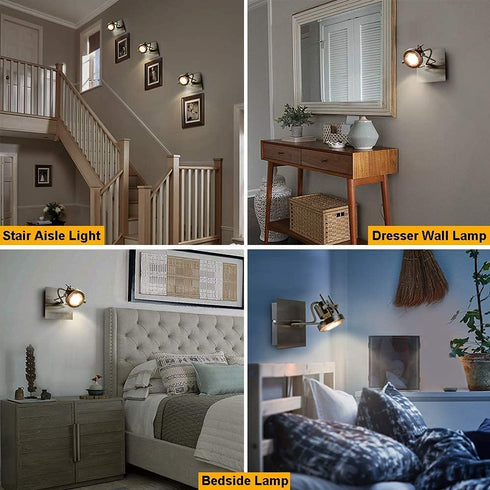 DLLT Led Ceiling Spotlight, Adjustable Wall Mount Lamp, Plug-in Track Light Kit Lighting for Bedside, Headboard Picture, Bedroom, Kitchen, Living Room,Warm White