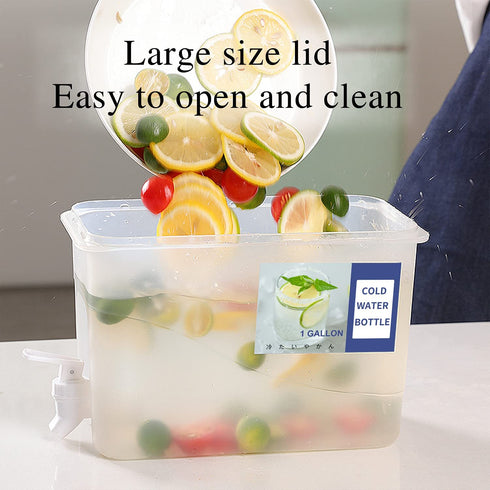 Plastic Drink Dispenser, Beverage Dispenser With Spigot, 1 Gallon Iced Juice Lemonade Dispenser For Party Daily Use, Milk Dispenser For Fridge Gallon, Small Water Dispensers