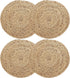 4 Pack Woven Placemats-Natural Wicker Placemat-Round Braided Place Mats Water Hyacinth Tablemats-Heat Resistant Non-Slip Wicker Chargers for Wedding Holiday Dinner(13.8 inch)