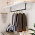 GREENSTELL Clothes Rack,36.2 Inch Industrial Pipe Wall Mounted Garment Rack,Space-Saving Hanging Clothes Rack,Heavy Duty Detachable Garment Bar,Multi-Purpose Hanging Rod for Closet 2 Base(1 Pack)