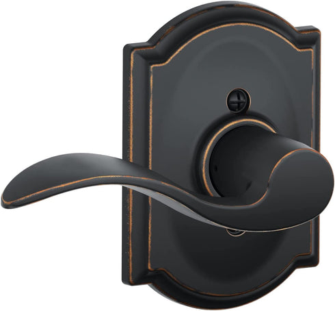 Schlage F170 ACC 716 CAM LH Left Handed Accent Door Lever with Camelot Trim, One Sided Non-Turning Dummy Door Handle, Aged Bronze