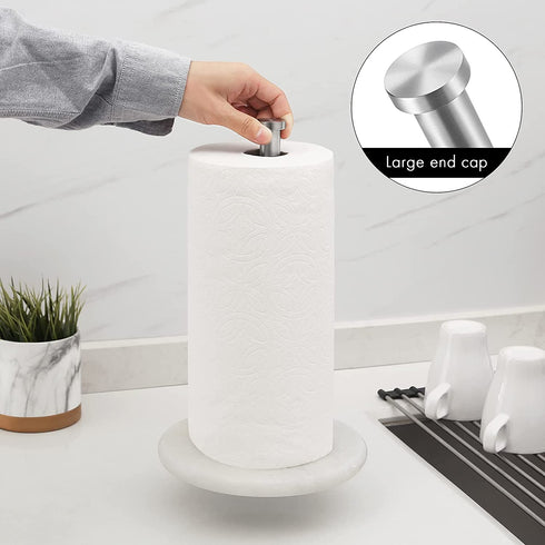 KES Paper Towel Holder Kitchen Standing Paper Towel Roll Holders with Natural Marble Base for Standard or Jumbo-Sized Rolls Brushed Finish, KPH100-2