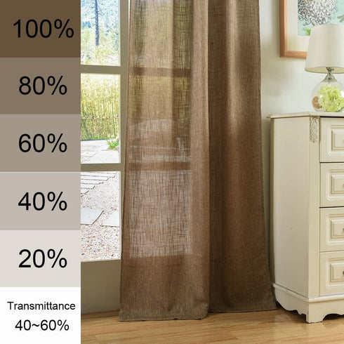 Valea Home Soft Burlap Natural Tan Rod Pocket Window Curtain Panels for Living Room Patio Door, 37" x 84", 1 Panel