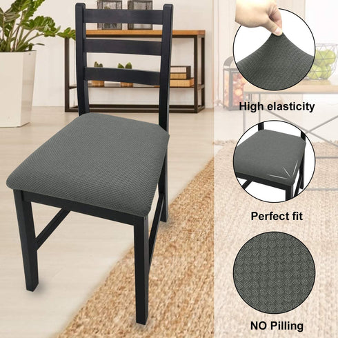 Seat Covers for Dining Room Chairs, Waterproof Kitchen Dining Seat Slipcovers - Chair Seat Covers Protector Set of 4(Light Grey,4 Pack)