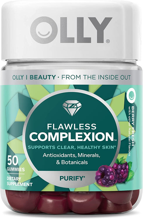 OLLY Glowing Skin Gummy, 25 Day Supply (50 Count), Plump Berry, Hyaluronic Acid, Collagen, Sea Buckthorn, Chewable Supplement (Packaging May Vary)