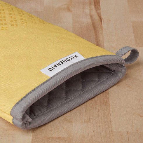 KitchenAid Asteroid Cotton Oven Mitts with Silicone Grip, Set of 2, Buttercup