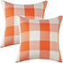 Anickal Set of 2 Orange and White Buffalo Check Plaid Pillow Covers Farmhouse Rustic Decorative Square Throw Pillow Covers Cushion Case 22x22 Inch for Home Sofa Couch Decor