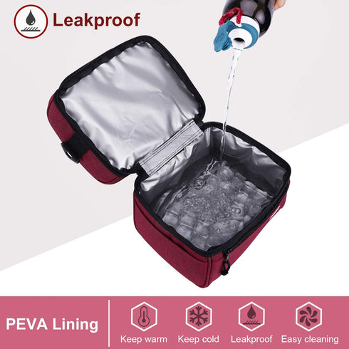 MIER Adult Lunch Box Insulated Lunch Bag Large Cooler Tote Bag for Men, Women, Double Deck Cooler (Dark Red, Large)