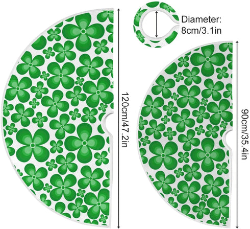 Qilmy St. Patrick's Day Shamrocks Tree Skirt Winter New Year House Decorative Supplies for Holiday Office Gift Tree Base Cover Mat Decorations 35.4inch