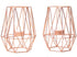 Lanlong 2-Piece Metal Geometric Candlesticks, Tealight Candle Holders, Home Decor Candleholders, Geometry Candleholder Centerpieces, Table Centerpiece Candlesticks (Rose Gold L)