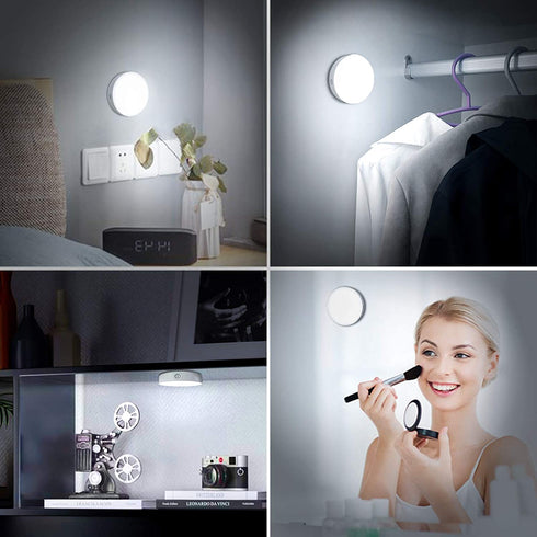 FERSWE Rechargeable Tap Lights, Dimmable Touch Night Lights with 1000mAh Large Battery , Stick on Light for Closet, Bedroom, Bathroom and Cabinet (2 Pack)