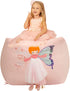 Angel Stuffed Animal Beanbag Storage, Pink Bean Bag Chair for Girls Room Decor, Kids Chairs, Large Size Velvet Cover Only, Kids Room Decorations