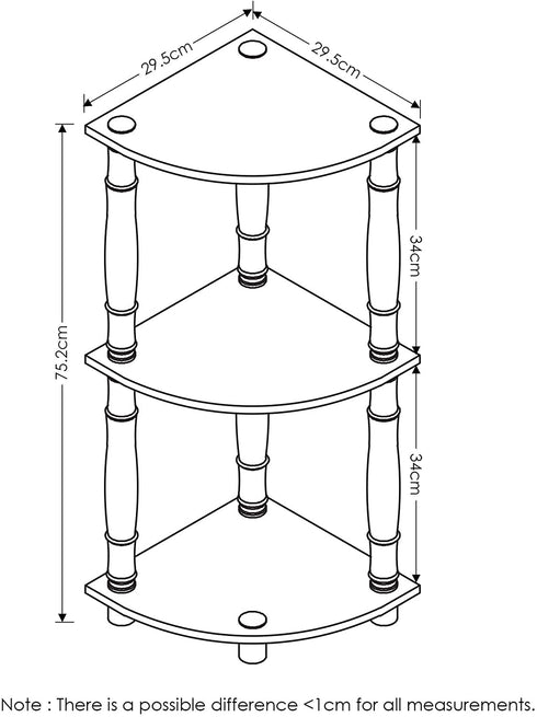 Furinno Turn-N-Tube 3-Tier Corner Display Rack Multipurpose Shelving Unit with Classic Tube, Espresso/Black