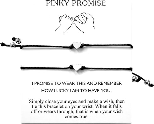 ROSTIVO Pinky Promise Bracelets Best Friend Bracelets for 2 Matching Bracelets Couples Bracelets Valentines Day Gift (Black)