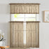 Vangao Kitchen Curtains and Valances Set Kitchen Curtains 3 Piece Set 36 Inch Length Embroidered Moroccan Trellis Pattern Light Diffusing Sheer Kitchen Curtains Valances for Kitchen Bathroom Brown