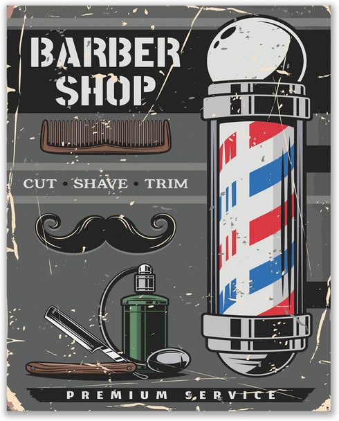 Barbershop / Haircut / Shave Wall Art Decor Prints - Set Of 4 (8x10) Inch Poster Photos
