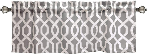 Lush Decor Edward Trellis Valance Patterned Window Curtain, 18 in x 52 in, Gray
