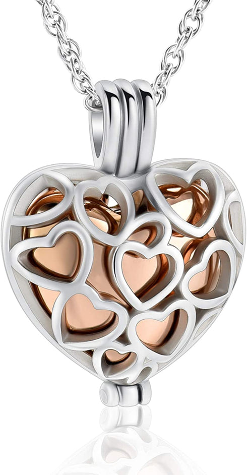 shajwo Cremation Jewelry Heart Urn Necklaces for Ashes for Women Flower Memorial Mini Keepsake Ashes Hollow Pendant