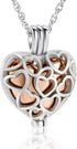 shajwo Cremation Jewelry Heart Urn Necklaces for Ashes for Women Flower Memorial Mini Keepsake Ashes Hollow Pendant
