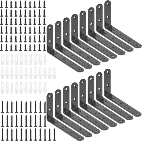 DYWISHKEY 5 InchX3 Inch Corner Brace 16 Pack, Shelf Bracket Heavy Duty Black Steel L Corner Bracket