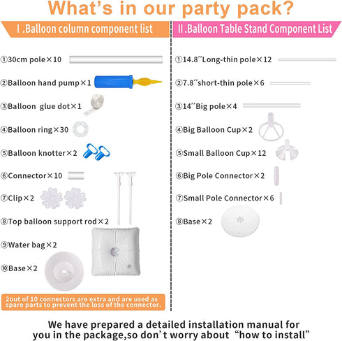 Anbeser Balloon Column Kit & Table Stand Kit Set of 2 - 63 Inch balloon Columns with Stand, Base, and Pole | Balloon Tower Backdrop Decoration for Wedding, Baby Shower, Birthday Party, Bachelorette Party, Other Parties and Events