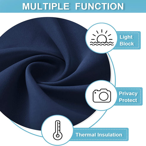 RYB HOME Blackout Curtains Small Window Decor Light Block Thermal Insulated Drapes for Bedroom Kitchen Cabinet Basement RV Curtains, W 42 x L 36 inch, Navy Blue, 2 Panels