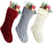 Kunyida 18 Inches Burgundy, Ivory, Gray Knitted Christmas Stockings,3 Pack