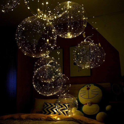 Party Led Balloons, 12 Pack Light Up Balloon Cell Battery 3 Meters String Lights 24 Inch Clear Balloon, for Birthday Party Wedding Decorations (Warm White)