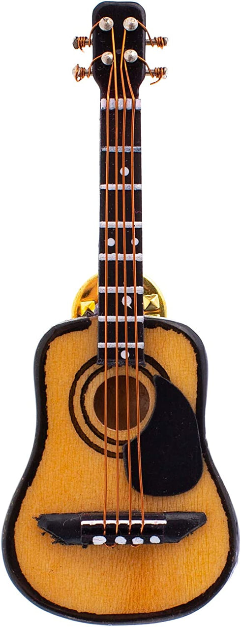 BROADWAY GIFTS Women's Miniature Musical Instrument Lapel Pins - Velvet Lined Case - Classic Guitar