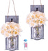MIGKEE Mason Jar Sconces Night Light with Remote Control and LED-Fairy Lights for Wall Decor Set of 2
