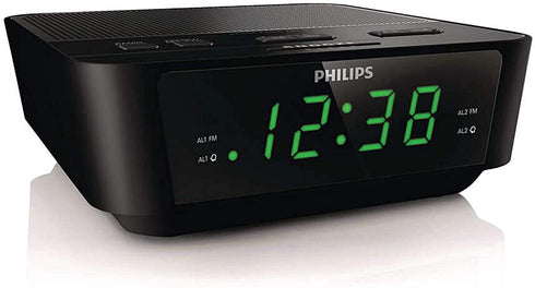 PHILIPS Digital Alarm Clock Radio for Bedroom FM Radio, LED Display, Easy Snooze, Sleep Timer, Battery Back up (Batteries Sold Seperately)