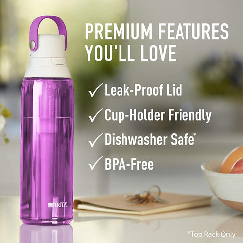 Brita Plastic Water Filter Bottle, 26 Ounce, Orchid, 1 Count