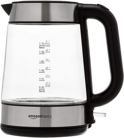 Amazon Basics Electric Glass and Steel Hot Tea Water Kettle - 1.7-Liter