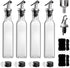 GMISUN 8oz Olive Oil Bottle Dispenser, 4 Pack Leakproof Oil And Vinegar Cruet Set With Clear Glass Oil Bottle, Non-Drip Spouts, Black Caps, Funnel And Labels