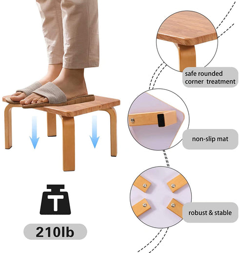 HOUCHICS Step Stool for Kids, WoodenStep Stool for Toddler Potty Training ,Wood Stool for Nursery Kitchen Toilet, Sturdy 210 lbs Capability, with Safety Non-Slip Pad,Children&Adults (Wooden)