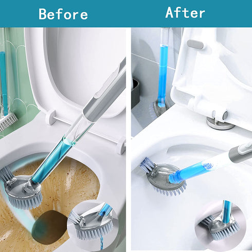 Toilet Bowl Brush and Holder Set, Bathroom Toilet Cleaner Brush with Soap Dispenser,Refillable Toilet Brush Holder with Liquid Dispenser (Grey)
