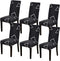 UMETE Chair Covers for Dining Room Set of 6, Dining Chair Slipcovers Stretch Dining Room Chair Covers Seat Protector, Washable Parsons Chair Cover for Home,Banquet(Black Graphics,6 Pack)