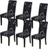 UMETE Chair Covers for Dining Room Set of 6, Dining Chair Slipcovers Stretch Dining Room Chair Covers Seat Protector, Washable Parsons Chair Cover for Home,Banquet(Black Graphics,6 Pack)