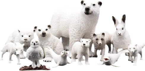 TMORU Arctic Animal Figures, 11 Pcs Realistic Polar Bear Figurines Set, Birthday Cake Toppers Toy Gift for Kids