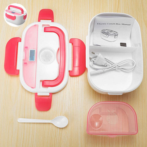 INVODA Electric Lunch Box Food Warmer Portable Lunch Heater 110V with Removable Container and Spoon Food Grade Material (Pink)