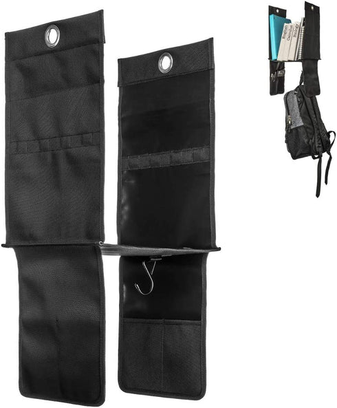 Hanging Locker Shelf Organizer with 2 Hooks and 4 Small Pockets