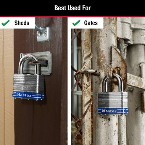 Master Lock 5T Outdoor Padlock with Key, 2 Pack Keyed-Alike