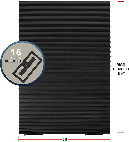 Estilo Black Window Shades - Pleated Paper Shades for Indoor Window Covers - Blackout Blinds 36 Inch x 69 Inch - Pack of 6